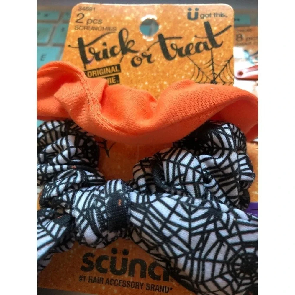Scunci Halloween Goth Hair Set Barretts Scrunchies Spiderweb Ghost 10pc NEW